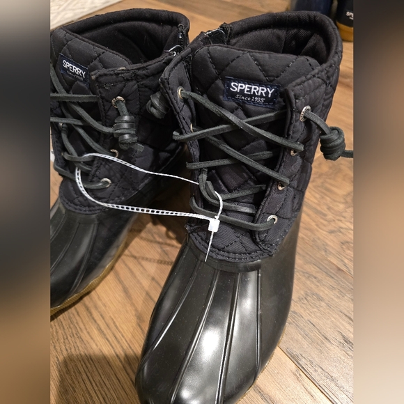 🆕 Sperry Topsider Saltwater Kids Nylon Quilt Duck Boots Fall Winter Classic - Picture 3 of 16